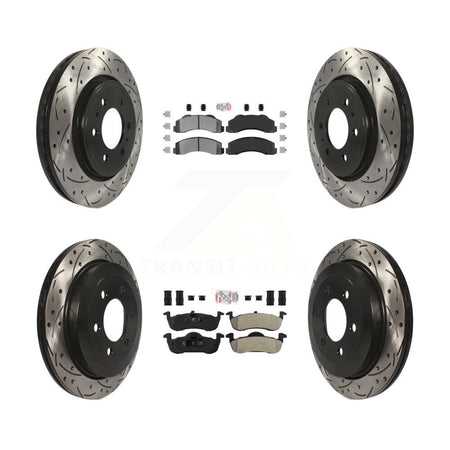 Front Rear Semi-Metallic Pad Drill Slot Disc Brake Rotors Kit For Ford Expedition Lincoln KDA-100803