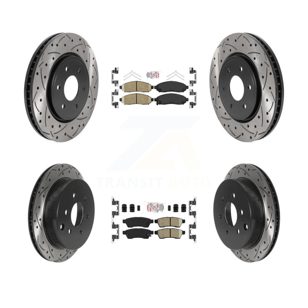 Front Rear Ceramic Pad Drill Slot Disc Brake Rotors Kit For Nissan Frontier Xterra Suzuki KDA-100810