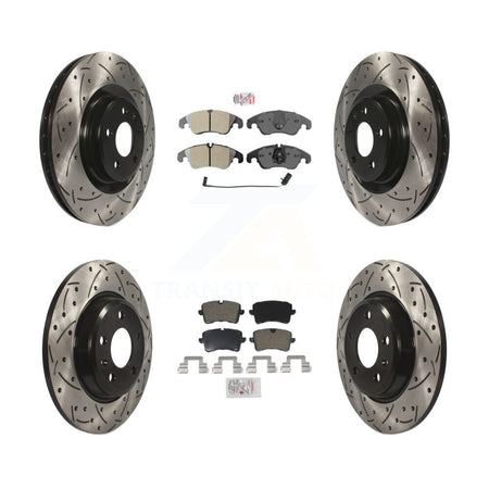 Front Rear Semi-Metallic Pad And Coated Drilled Slotted Disc Brake Rotors Kit For Audi A6 KDA-100816