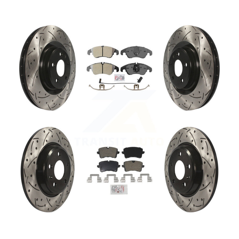 Front Rear Semi-Metallic Pad And Coated Drilled Slotted Disc Brake Rotors Kit For Audi A6 KDA-100816