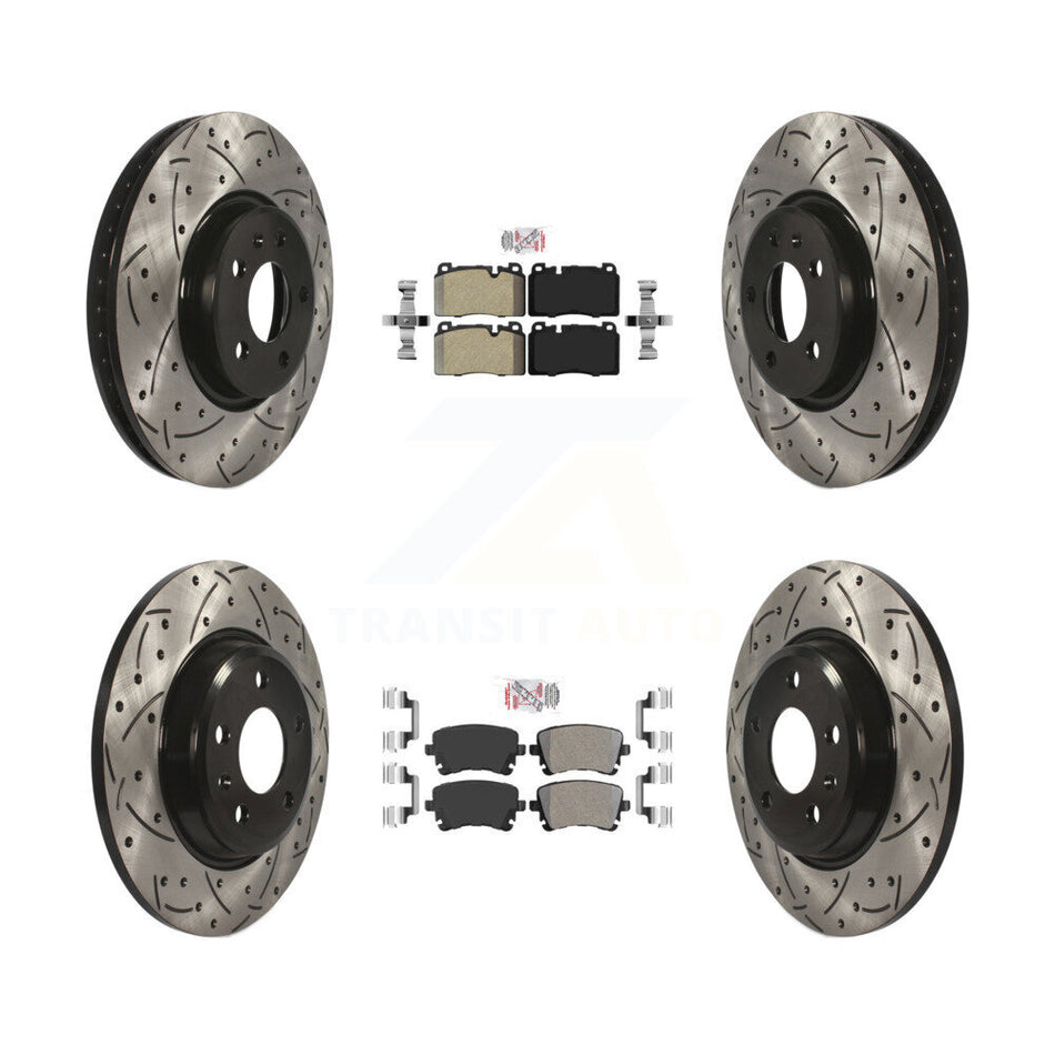 Front Rear Semi-Metallic Pad Drill Slot Disc Brake Rotor Kit For 2016 Audi Q5 FLEX engine KDA-100818