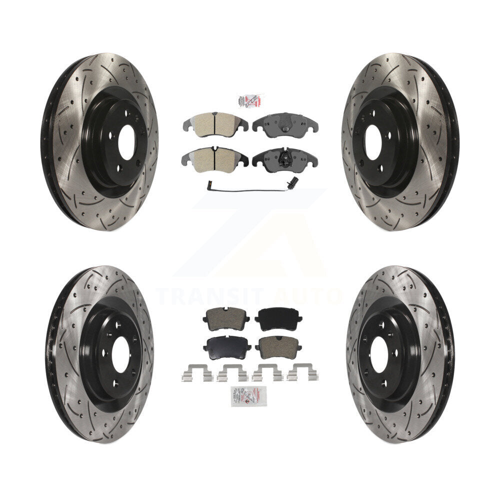 Front Rear Semi-Metallic Pad Coat Drill Slot Disc Brake Rotors Kit For Audi A6 Quattro A7 KDA-100820