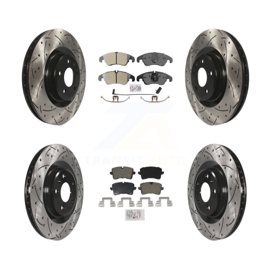 Front Rear Semi-Metallic Pad Coat Drill Slot Disc Brake Rotors Kit For Audi A6 Quattro A7 KDA-100820