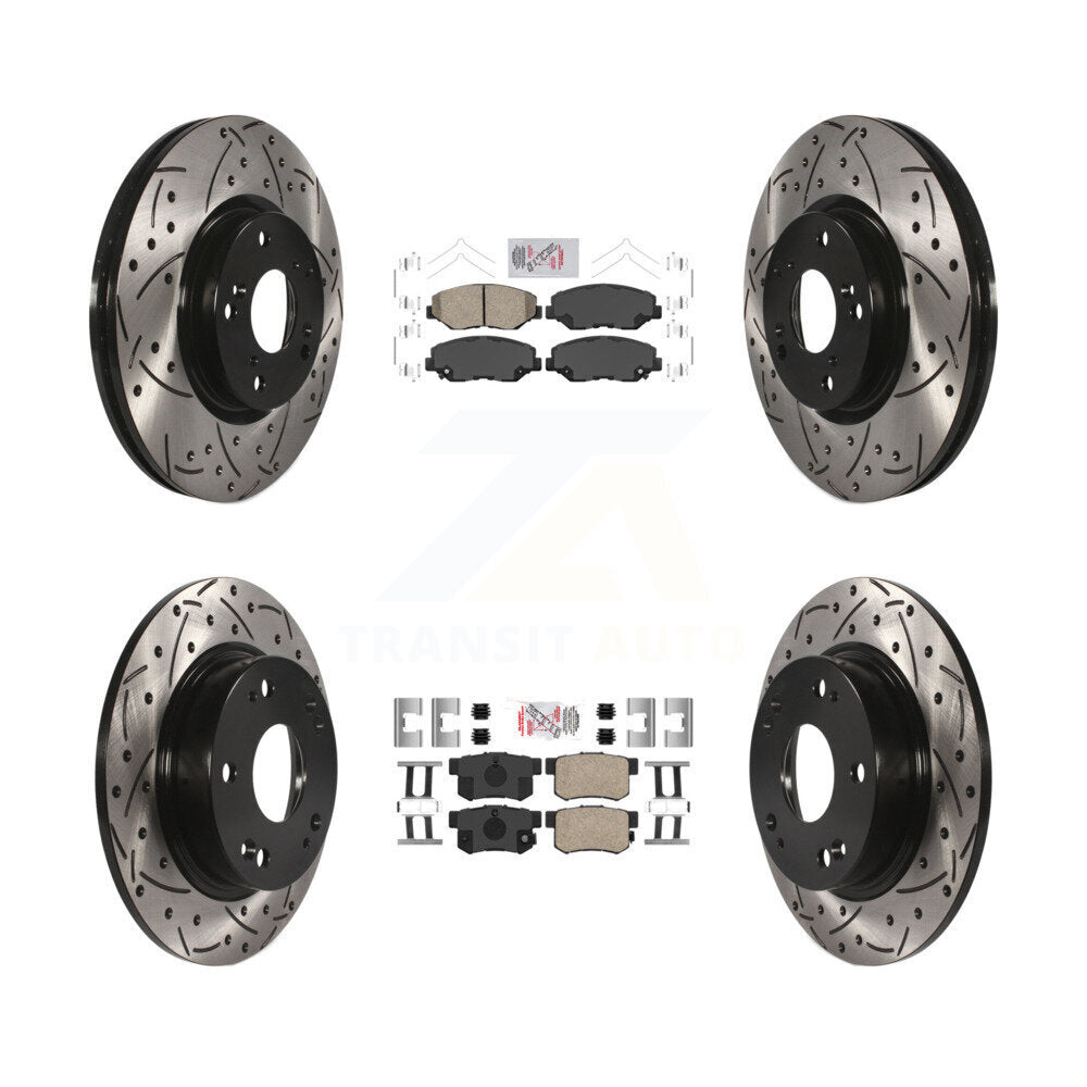 Front Rear Ceramic Pad Coated Drilled Slot Disc Brake Rotor Kit For Honda Civic Acura ILX KDA-100822
