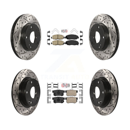 Front Rear Ceramic Pads And Coated Drilled Slotted Disc Brake Rotors Kit For Honda Civic KDA-100823