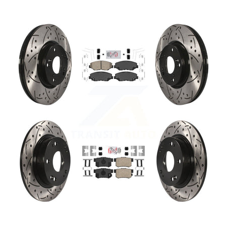 Front Rear Ceramic Pad Coated Drilled Slot Disc Brake Rotor Kit For Honda Civic Acura ILX KDA-100825