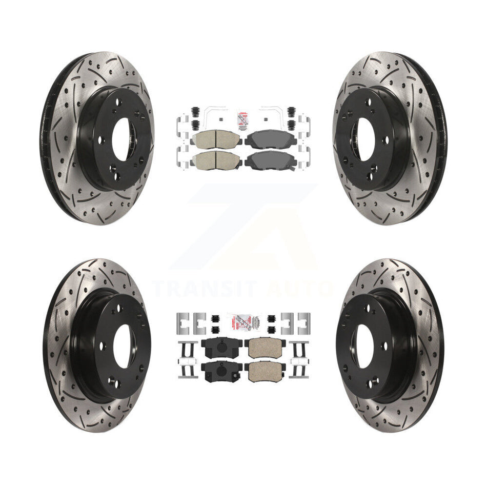Front Rear Ceramic Pads And Coated Drilled Slotted Disc Brake Rotors Kit For Honda Civic KDA-100827