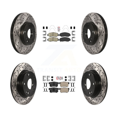 Front Rear Ceramic Pads And Coated Drilled Slotted Disc Brake Rotors Kit For Acura CSX KDA-100829