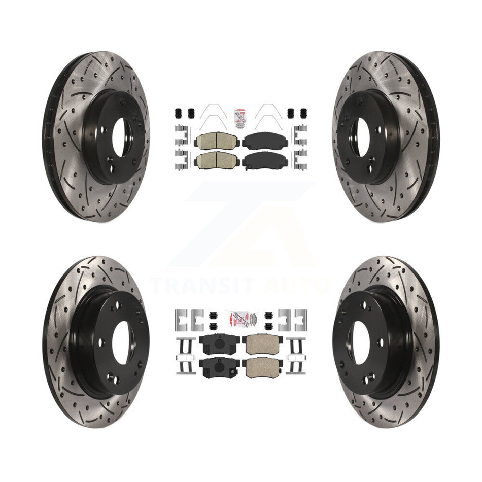 Front Rear Ceramic Pads And Coated Drilled Slotted Disc Brake Rotors Kit For Acura CSX KDA-100829