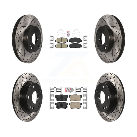 Front Rear Ceramic Pads And Coated Drilled Slotted Disc Brake Rotors Kit For Acura CSX KDA-100830