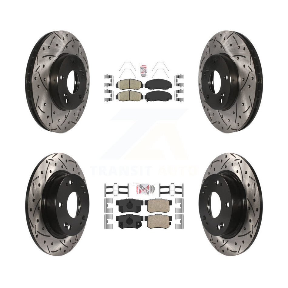 Front Rear Ceramic Pads And Coated Drilled Slotted Disc Brake Rotors Kit For Acura CSX KDA-100830