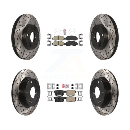 Front Rear Ceramic Pads And Coated Drilled Slotted Disc Brake Rotors Kit For Acura CSX KDA-100831
