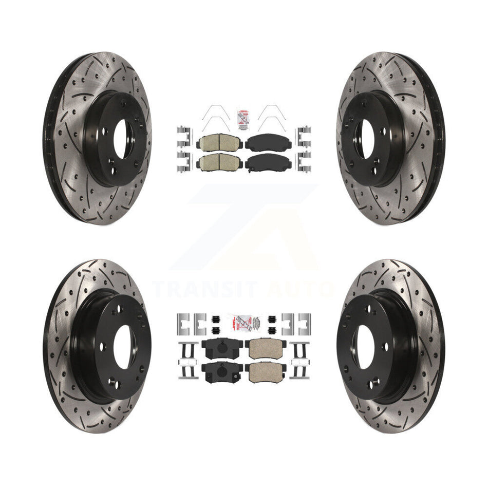 Front Rear Ceramic Pads And Coated Drilled Slotted Disc Brake Rotors Kit For Acura CSX KDA-100831