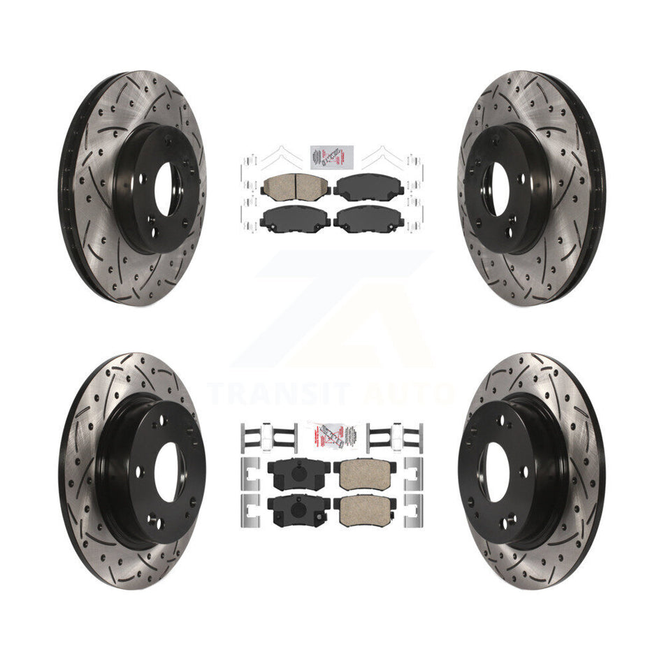 Front Rear Ceramic Pads And Coated Drilled Slotted Disc Brake Rotors Kit For Honda Civic KDA-100832