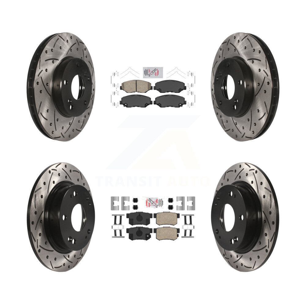 Front Rear Ceramic Pads And Coated Drilled Slotted Disc Brake Rotors Kit For Honda Civic KDA-100833