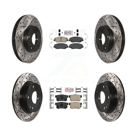 Front Rear Ceramic Pads And Coated Drilled Slotted Disc Brake Rotors Kit For Honda Civic KDA-100834