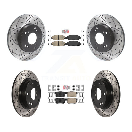 Front Rear Ceramic Pads And Coated Drilled Slotted Disc Brake Rotors Kit For Honda Civic KDA-100837