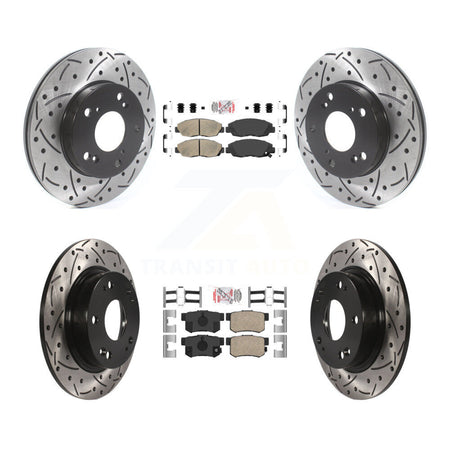 Front Rear Ceramic Pads And Coated Drilled Slotted Disc Brake Rotors Kit For Honda Civic KDA-100838