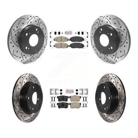 Front Rear Ceramic Pads And Coated Drilled Slotted Disc Brake Rotors Kit For Honda Civic KDA-100839