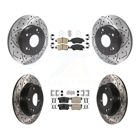 Front Rear Ceramic Pads And Coated Drilled Slotted Disc Brake Rotors Kit For Honda Civic KDA-100847
