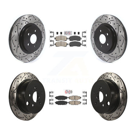 Front Rear Ceramic Pad Coat Drill Slot Disc Brake Rotors Kit For Subaru Crosstrek Impreza KDA-100850