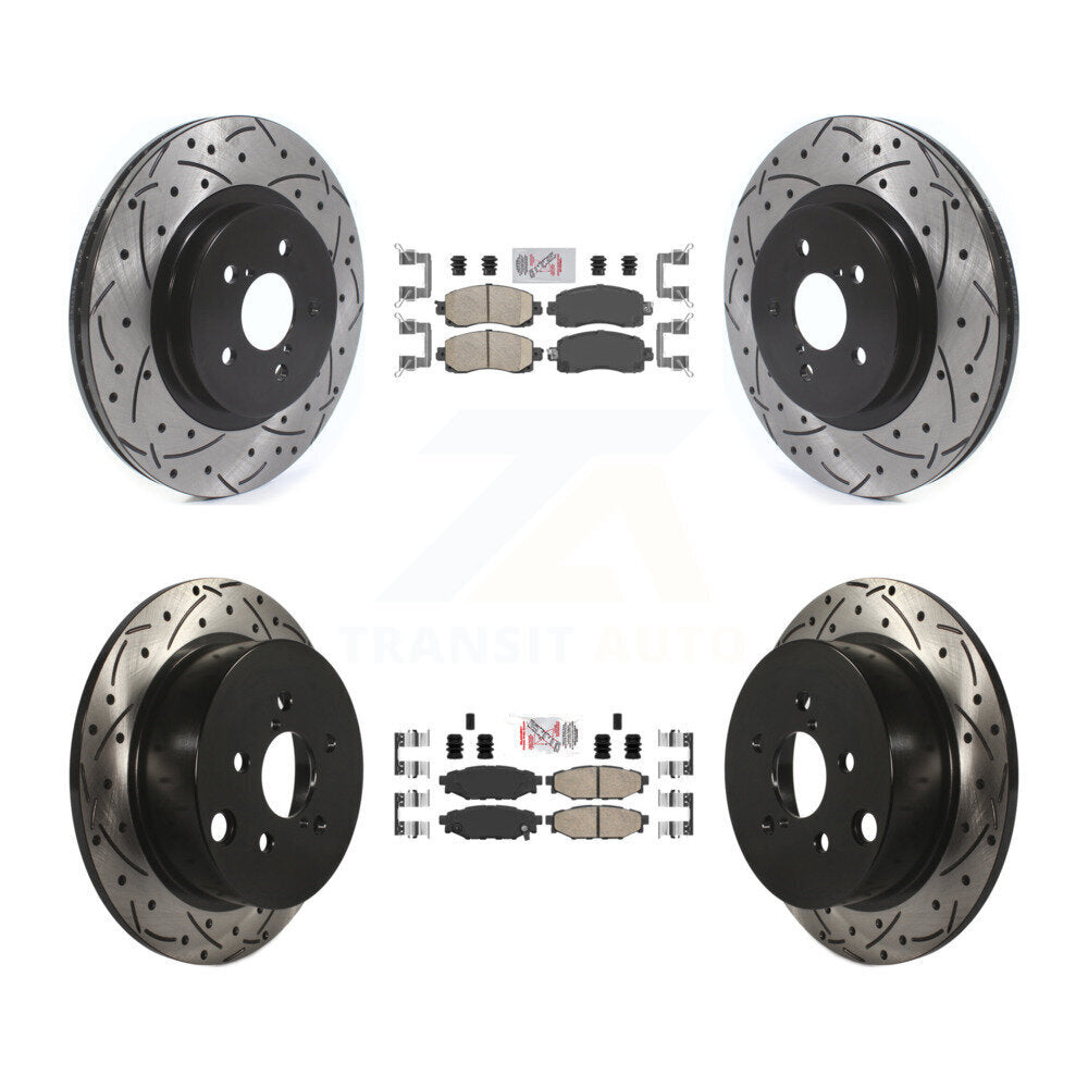 Front Rear Ceramic Pad Coat Drill Slot Disc Brake Rotors Kit For Subaru Crosstrek Impreza KDA-100851