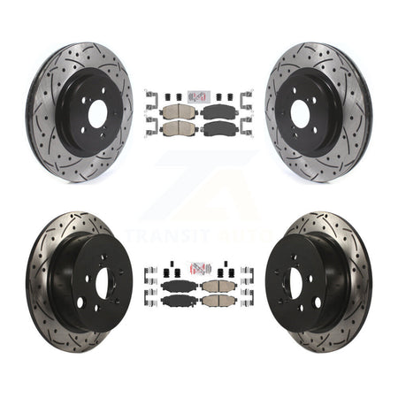 Front Rear Ceramic Pad Coat Drill Slot Disc Brake Rotors Kit For Subaru Crosstrek Impreza KDA-100851