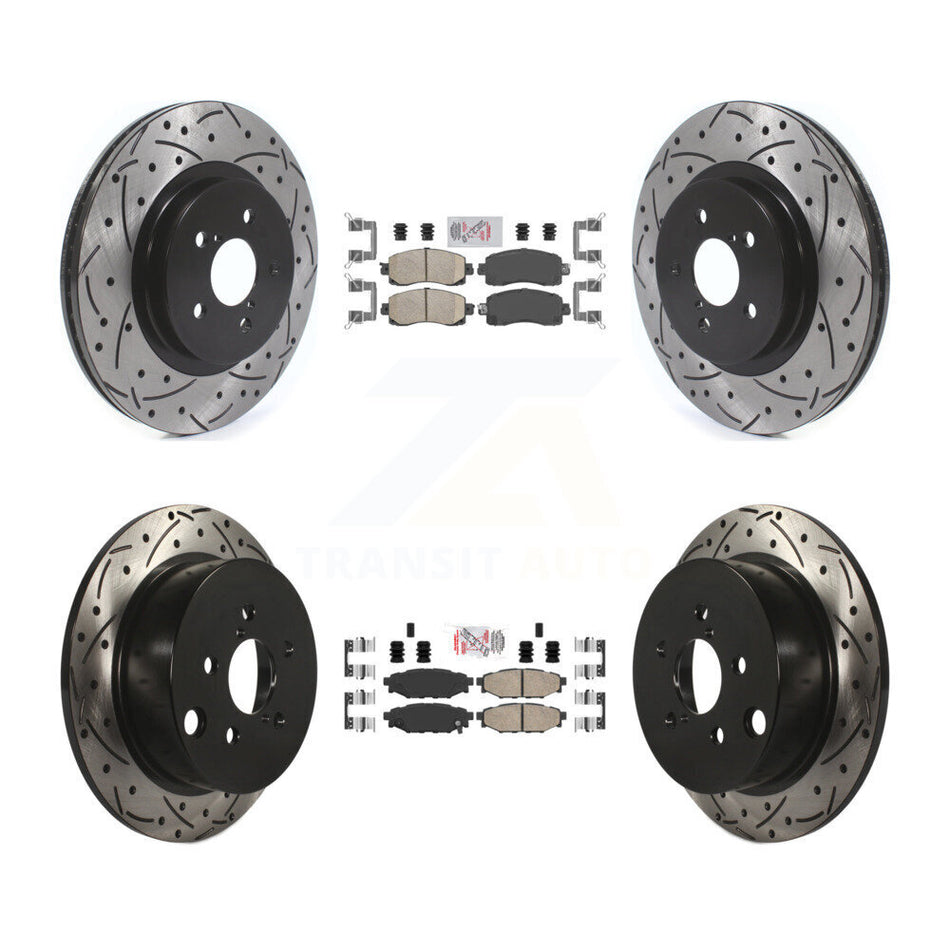 Front Rear Ceramic Pad Coat Drill Slot Disc Brake Rotors Kit For Subaru Crosstrek Impreza KDA-100851