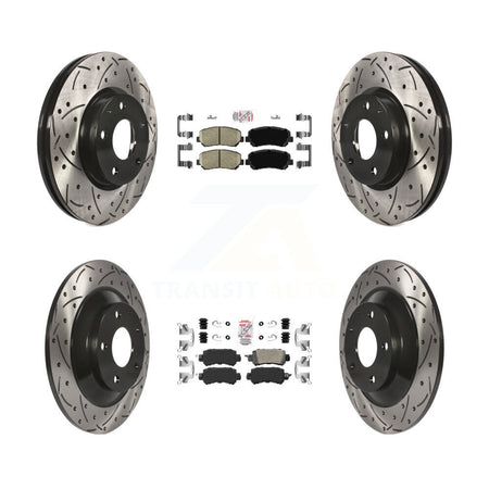 Front Rear Ceramic Pad Coated Drilled Slot Disc Brake Rotors Kit For 2013-2015 Mazda CX-5 KDA-100852