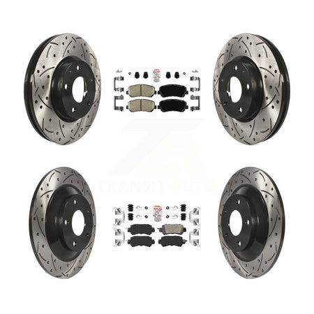Front Rear Ceramic Pad Coated Drilled Slot Disc Brake Rotors Kit For 2013-2015 Mazda CX-5 KDA-100854