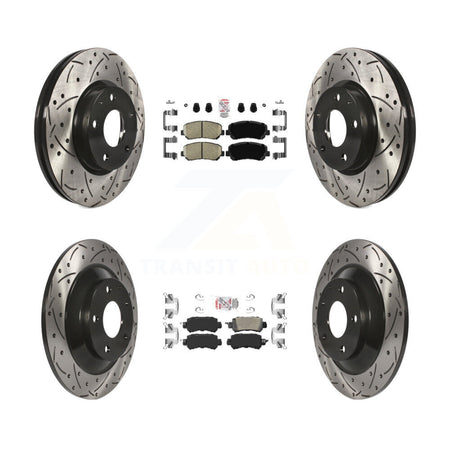 Front Rear Ceramic Pad Coated Drilled Slot Disc Brake Rotors Kit For 2013-2015 Mazda CX-5 KDA-100855