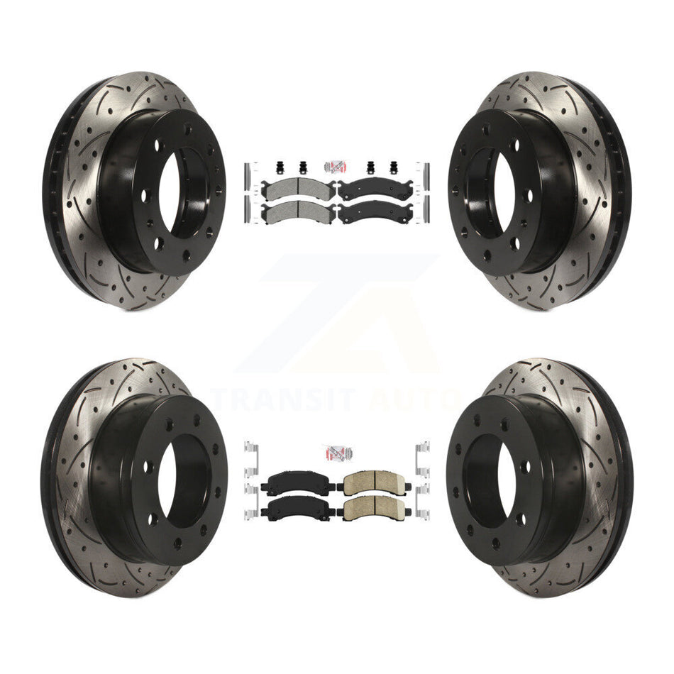 Front Semi-Metallic Rear Ceramic Pad Drill Slot Disc Brake Rotors Kit For GMC Savana 2500 KDA-100868