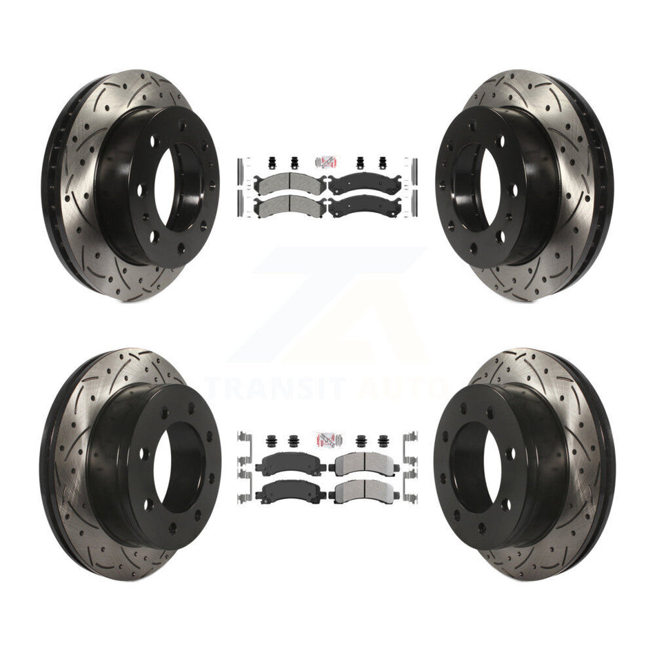 Front Rear Semi-Metallic Pad & Drilled Slot Brake Rotor Kit For GMC Savana 2500 Chevrolet KDA-100869