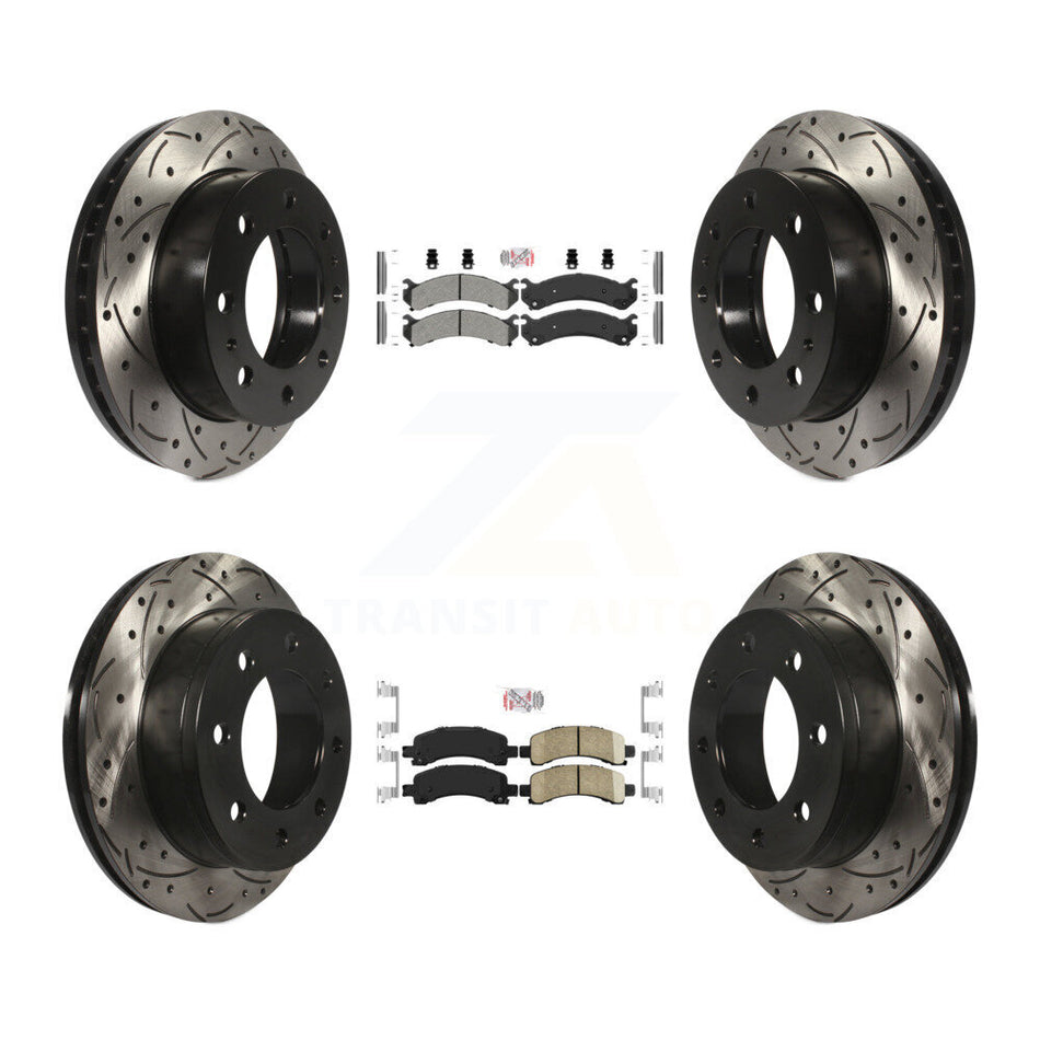 Front Semi-Metallic Rear Ceramic Pad Drill Slot Brake Rotor Kit For Chevrolet Express GMC KDA-100870