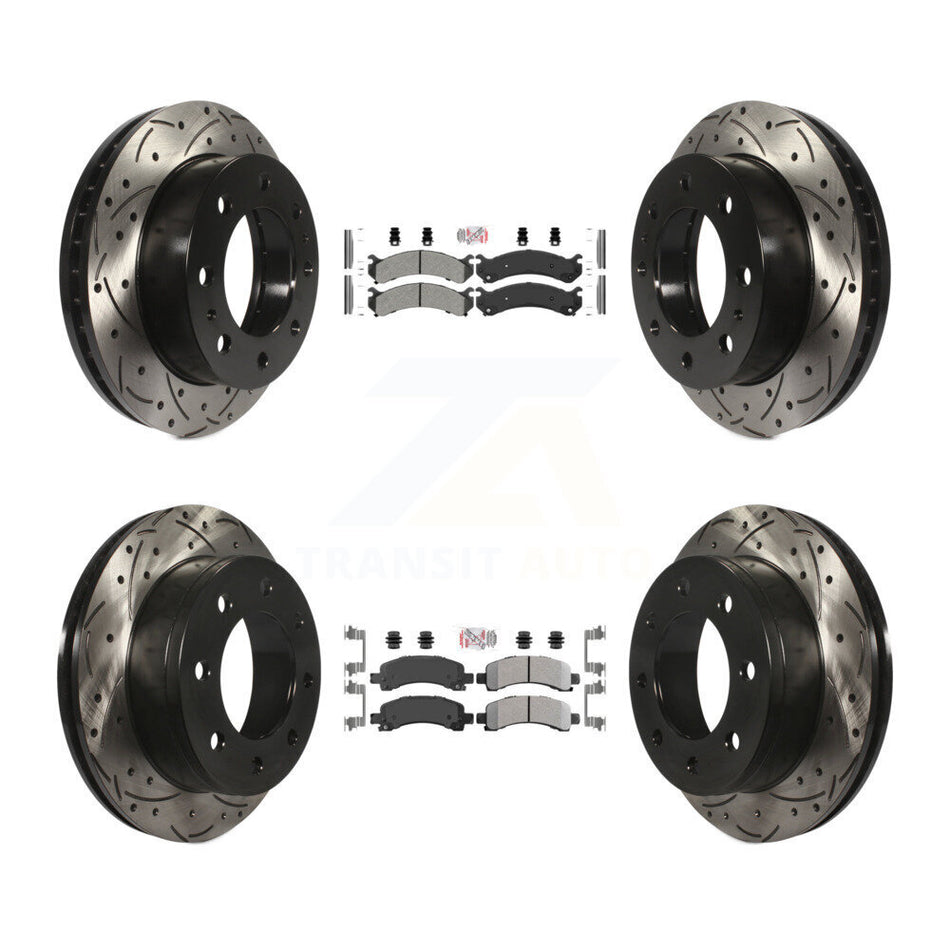Front Rear Semi-Metallic Pad Drilled Slot Brake Rotors Kit For Chevrolet Express 2500 GMC KDA-100871