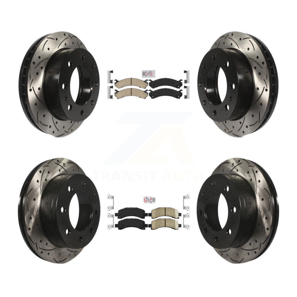 Front Rear Ceramic Pad Drilled Slot Brake Rotor Kit For Chevrolet Express 2500 GMC Savana KDA-100872
