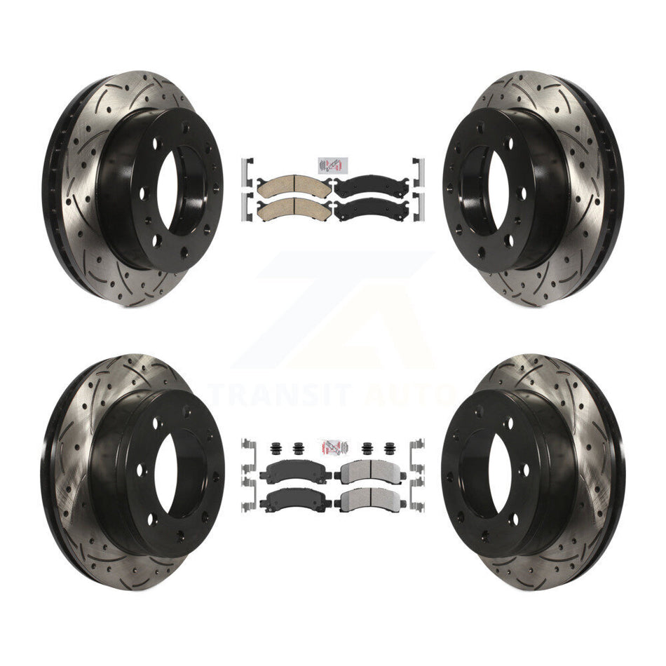 Front Ceramic Rear Semi-Metallic Pad Drill Slot Brake Rotor Kit For Chevrolet Express GMC KDA-100873