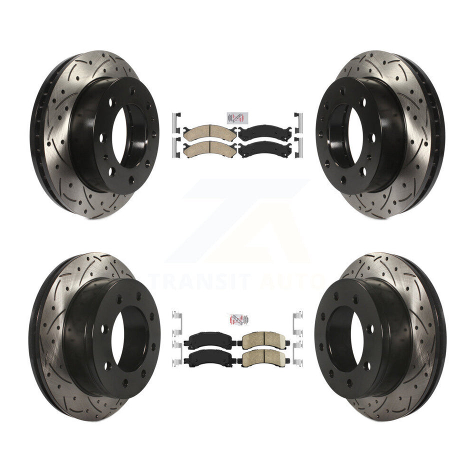 Front Rear Ceramic Pad Drilled Slot Brake Rotor Kit For GMC Savana 2500 Chevrolet Express KDA-100874