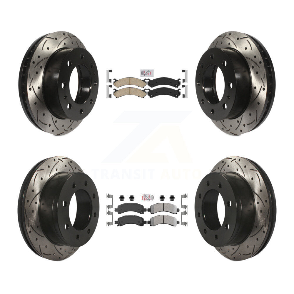 Front Ceramic Rear Semi-Metallic Pad Drill Slot Disc Brake Rotors Kit For GMC Savana 2500 KDA-100875