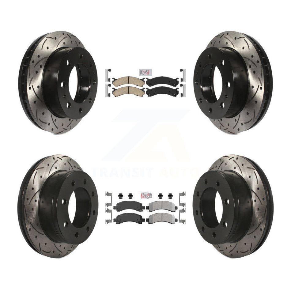 Front Ceramic Rear Semi-Metallic Pad Drill Slot Disc Brake Rotors Kit For GMC Savana 2500 KDA-100875