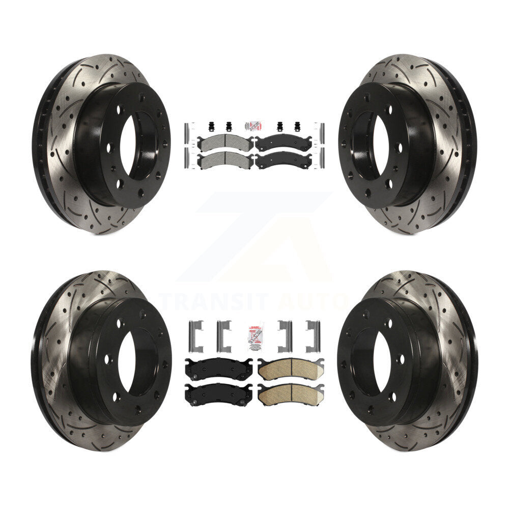 Front Semi-Metallic Rear Ceramic Pad Drill Slot Brake Rotors Kit For Chevrolet GMC Sierra KDA-100881