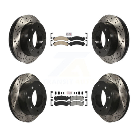 Front Ceramic Rear Semi-Metallic Pad Drill Slot Brake Rotors Kit For Chevrolet GMC Sierra KDA-100882