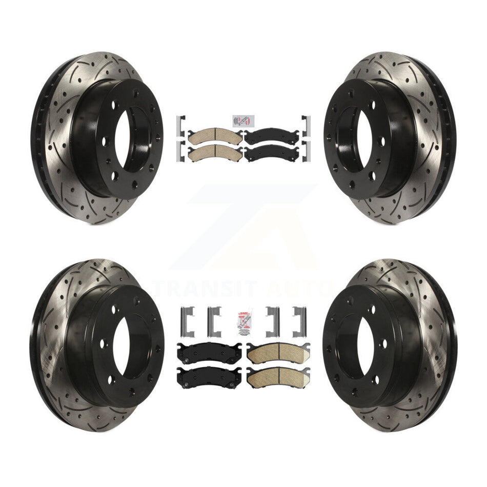 Front Rear Ceramic Pad Drill Slot Brake Rotor Kit For Chevrolet GMC Sierra 2500 HD Hummer KDA-100883