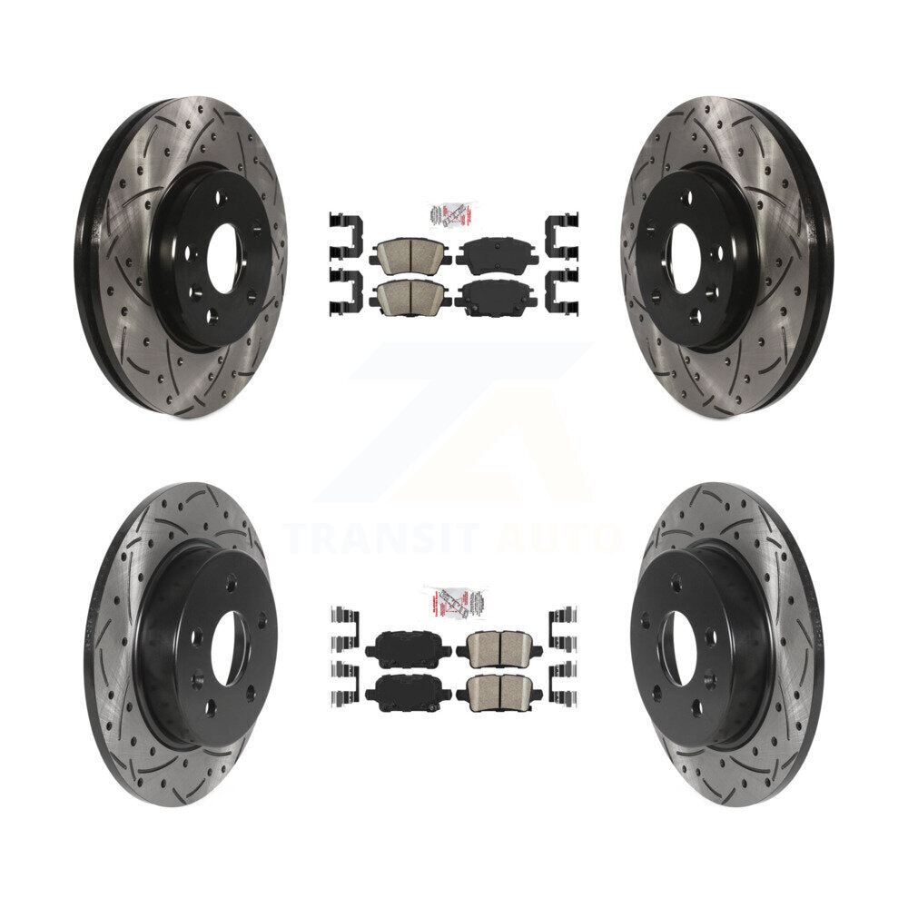 Front Rear Ceramic Pad Drilled Slot Brake Rotors Kit For Chevrolet Cruze Bolt EV Volt EUV KDA-100884