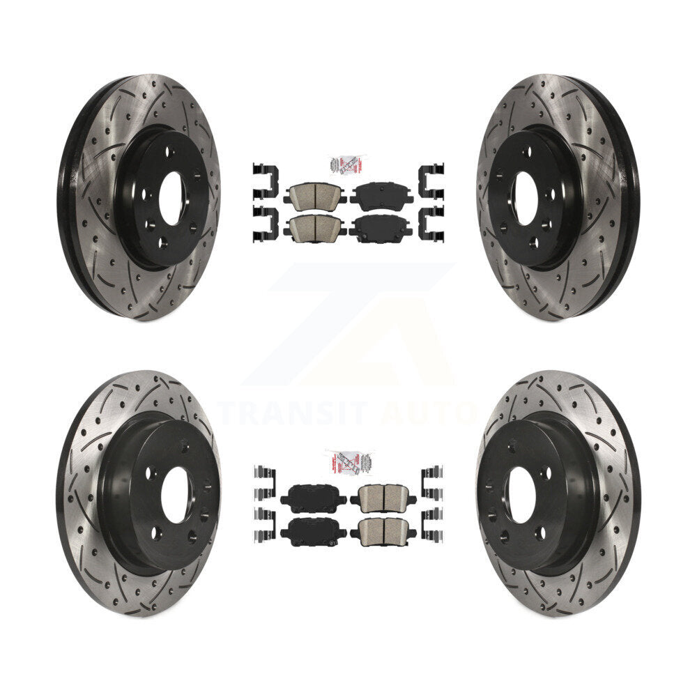 Front Rear Ceramic Pad & Coated Drilled Slotted Disc Brake Rotors Kit For Chevrolet Cruze KDA-100885