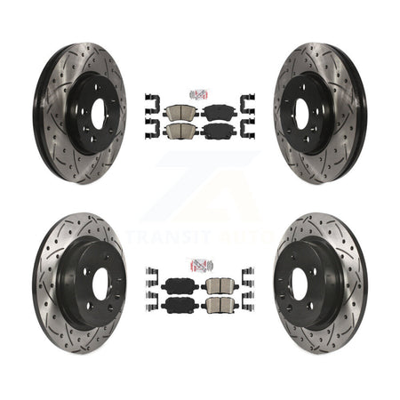 Front Rear Ceramic Pad & Coated Drilled Slotted Disc Brake Rotors Kit For Chevrolet Cruze KDA-100885