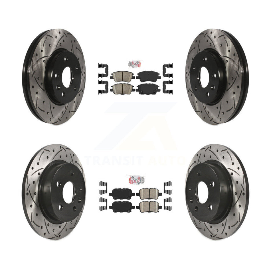 Front Rear Ceramic Pad & Coated Drilled Slotted Disc Brake Rotors Kit For Chevrolet Cruze KDA-100885