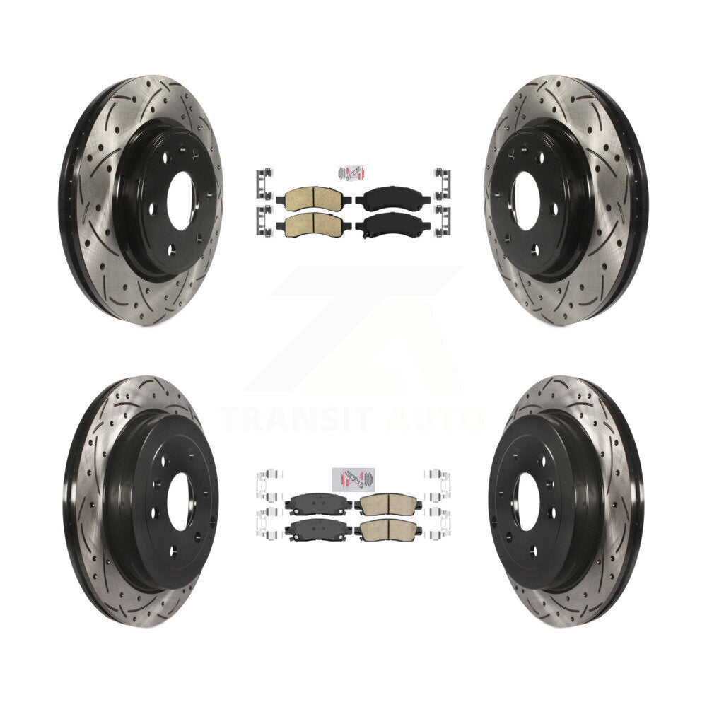 Front Rear Ceramic Pad Drill Slot Brake Rotors Kit For GMC Acadia Buick Enclave Chevrolet KDA-100886