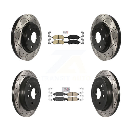 Front Rear Ceramic Pad Drill Slot Brake Rotors Kit For GMC Acadia Buick Enclave Chevrolet KDA-100886