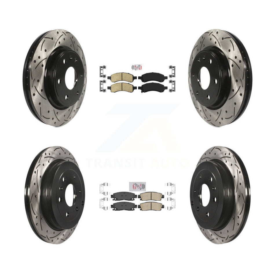 Front Rear Ceramic Pad Drill Slot Brake Rotors Kit For GMC Acadia Buick Enclave Chevrolet KDA-100886